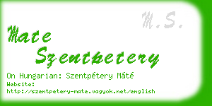 mate szentpetery business card