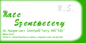 mate szentpetery business card